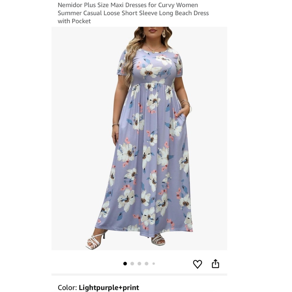 Women's Plus Size Floral Maxi Dress - Light Purple